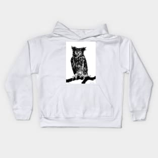 Long-eared owl Portrait Kids Hoodie